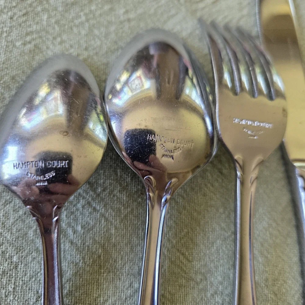 Hampton Court Stainless Japan Flatware‎ Knife, Fork, Soup Spoon,spoon Lot of 4